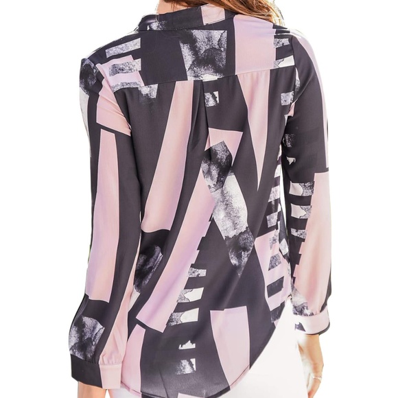 2 LEFT* BC Basic Kiera Modern Sheer Chiffon Blouse - Picture 3 of 6